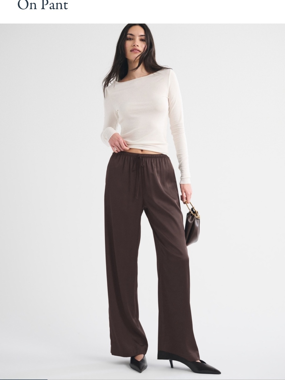 Abercrombie & Fitch Wide-Leg Drawstring Pants in Chocolate Brown